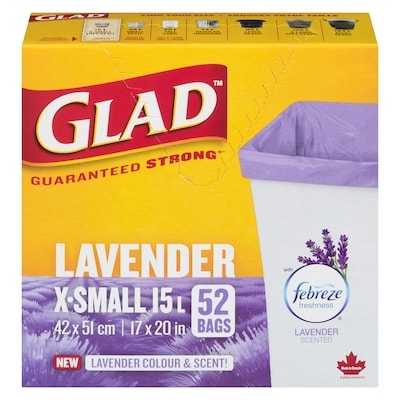Glad Bags Lavender X-Small 15 L 52 ea, $0.18/1ea