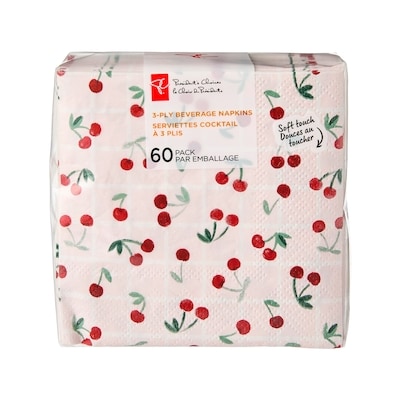 le Choix du Président Lot de 60 serviettes à cocktail à 3 plis – cerises 60 ea, 0,08 $/1ch