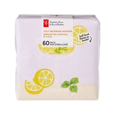 le Choix du Président Lot de 60 serviettes à cocktail à 3 plis – cocktails 60 ea, 0,08 $/1ch