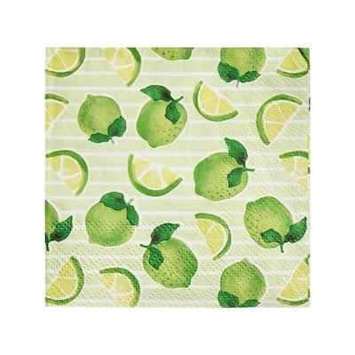 3 Ply Beverage Napkins 60 Pack - Limes