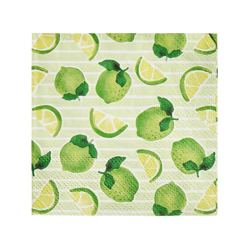 3 Ply Beverage Napkins 60 Pack - Limes
