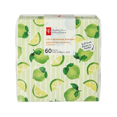 le Choix du Président Lot de 60 serviettes à cocktail à 3 plis – limettes 60 ea, 0,08 $/1ch
