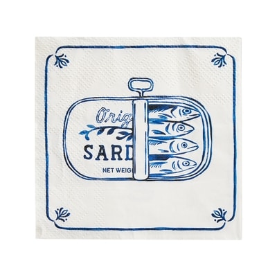 Lot de 60 serviettes à cocktail à 3&nbsp;plis – sardines