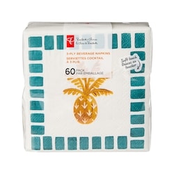 President's Choice 3 Ply Beverage Napkins 60 Pack - Pineapple 60 ea, $0.08/1ea