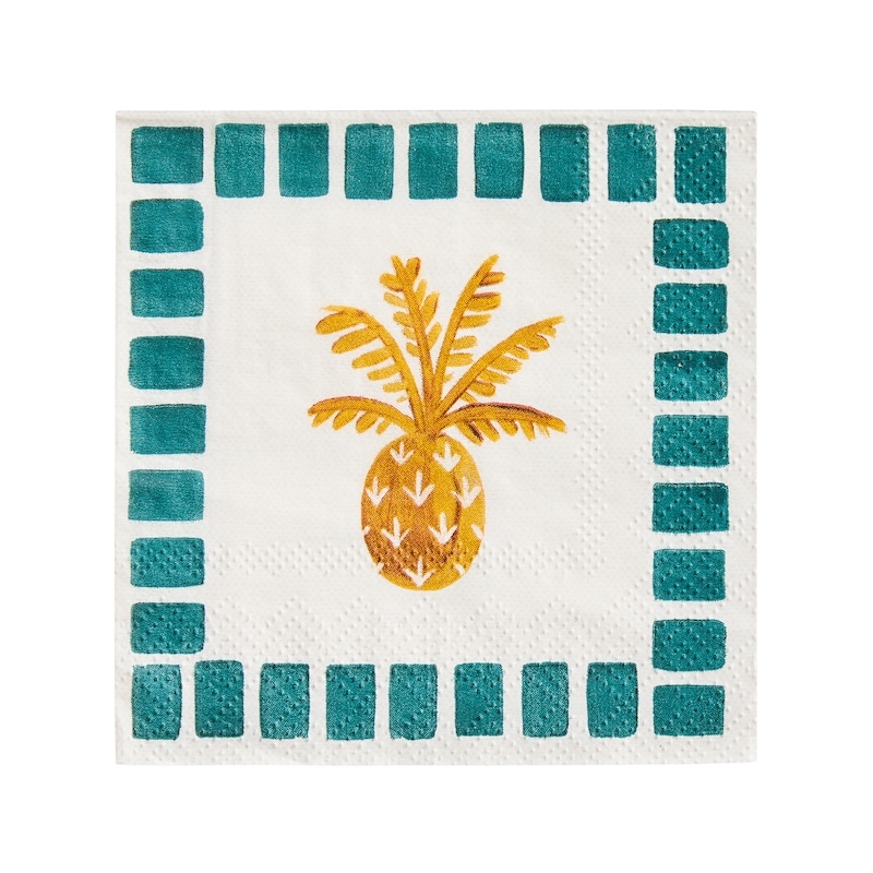 3 Ply Beverage Napkins 60 Pack - Pineapple