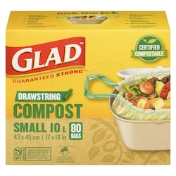 Glad Bags Drawstring Compost Small 10 L 80 ea, $0.26/1ea
