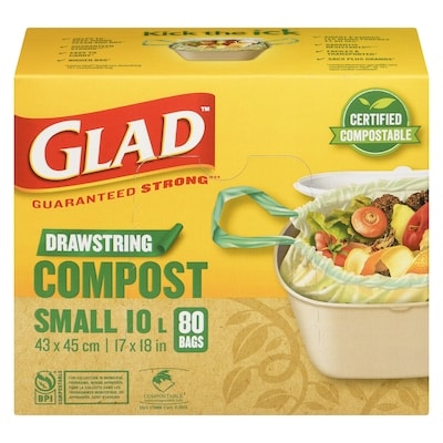 Glad Bags Drawstring Compost Small 10 L 80 ea, $0.26/1ea