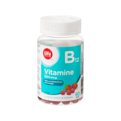 Life Vitamine B12 à 1 500 mcg, 60 gélifiés à saveur de fraise et de framboise 60 ea, 0,18 $/1ch
