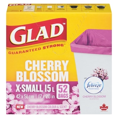 Glad Bags Cherry Blossom X-Small 15 L 52 ea, $0.18/1ea