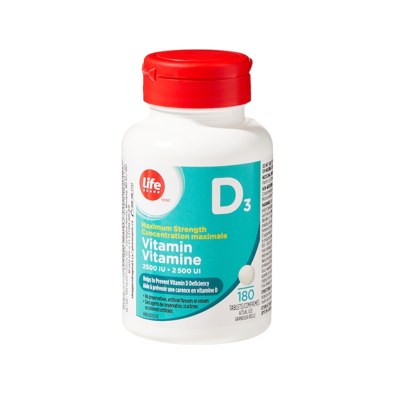 Maximum Strength Vitamin D3 2500 IU 180 Tablets