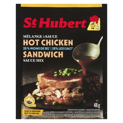 St Hubert Mélange à sauce hot chicken sandwich 25 % moins de sel 48 g, 3,52 $/100g