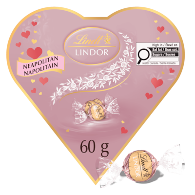 Lindt Boîte de truffes de chocolat napolitain Cœur d’amitié LINDOR 60 g, 13,33 $/100g