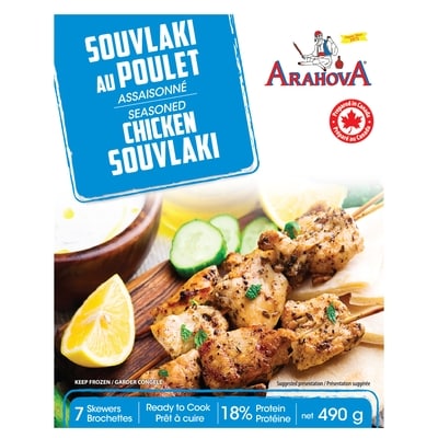 Arahova Seasoned Chicken Souvlaki 490 g, $2.24/100g