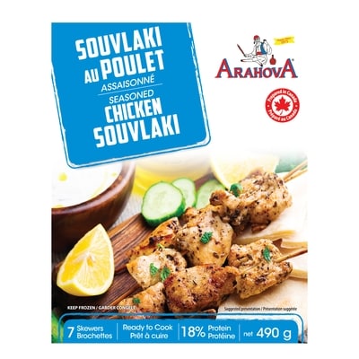 Arahova Souvlaki au poulet assaisonné 490 g, 2,24 $/100g