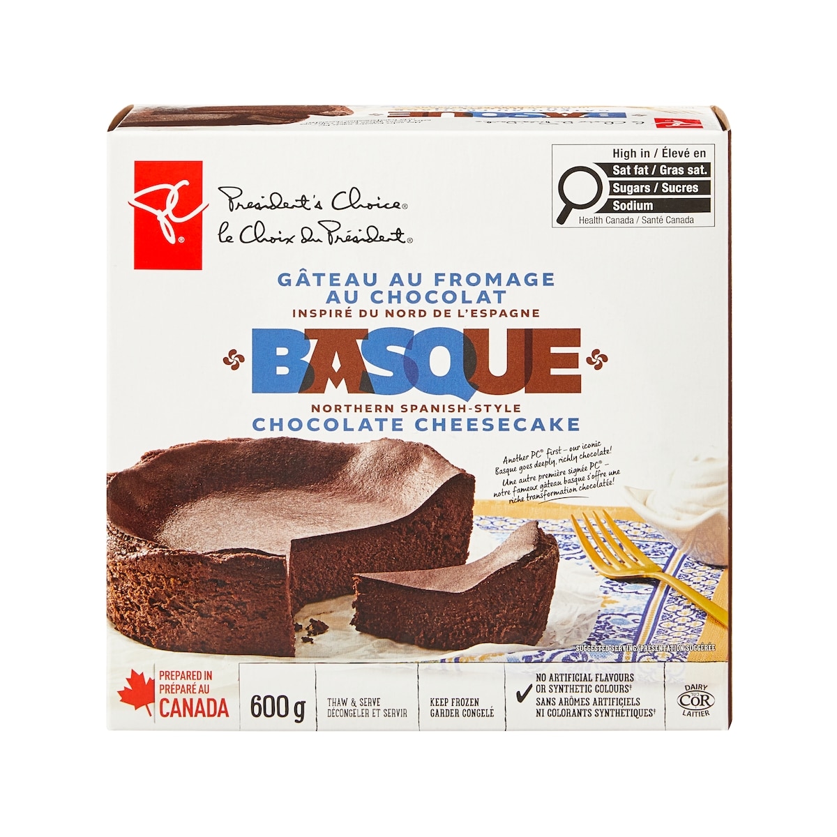 President's Choice Chocolate Northern Spanish-Style Basque Cheesecake 600 g, $2.25/100g