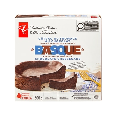 le Choix du Président Gâteau au fromage basque au chocolat inspiré du nord de l’Espagne 600 g, 1,83 $/100g
