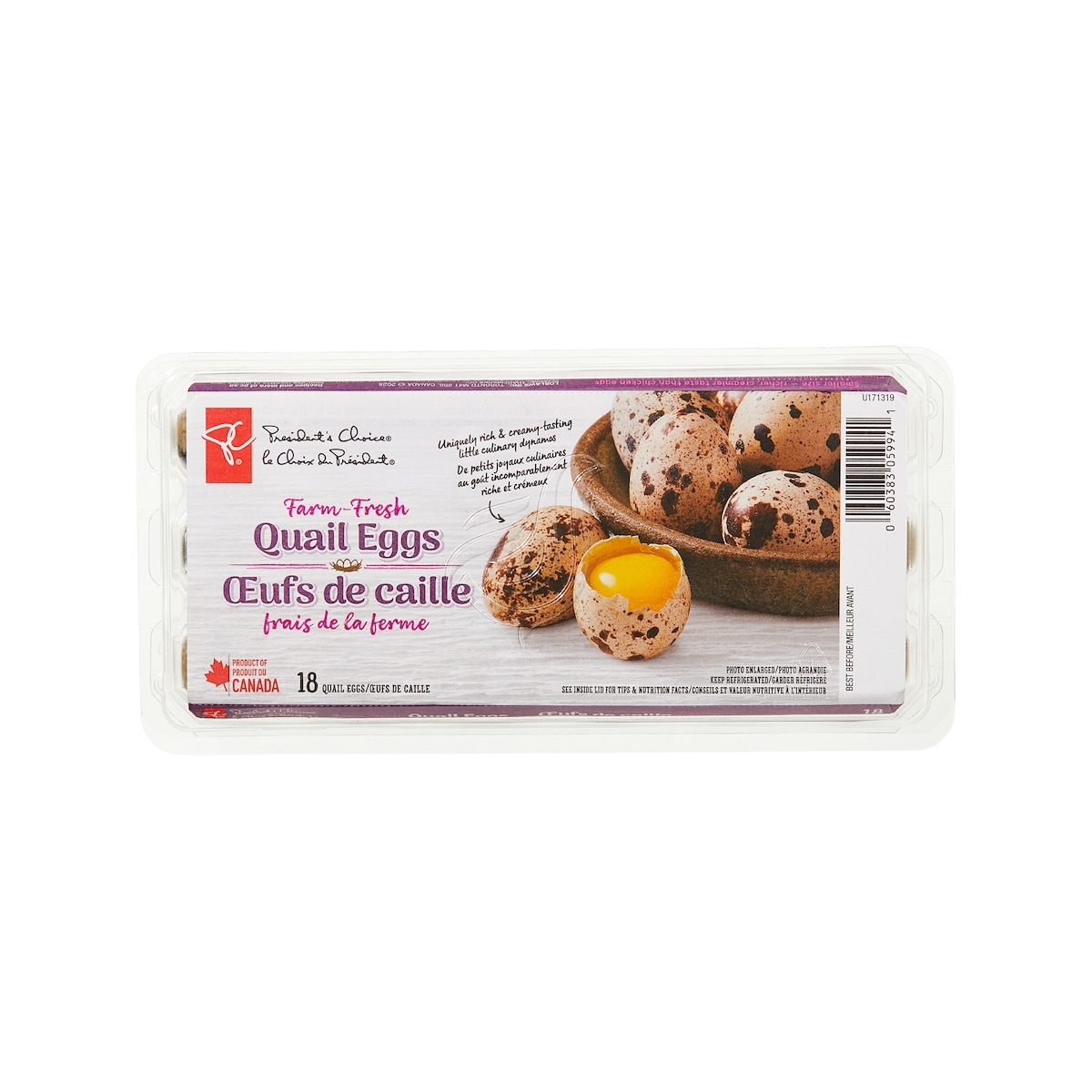 President's Choice Farm-Fresh Quail Eggs 18 ea, $0.22/1ea
