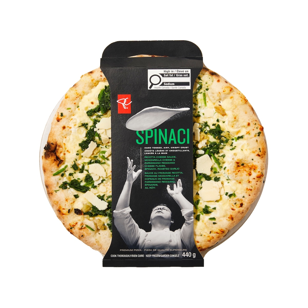 PC Black Label Spinaci Premium Pizza 440 g, $1.82/100g