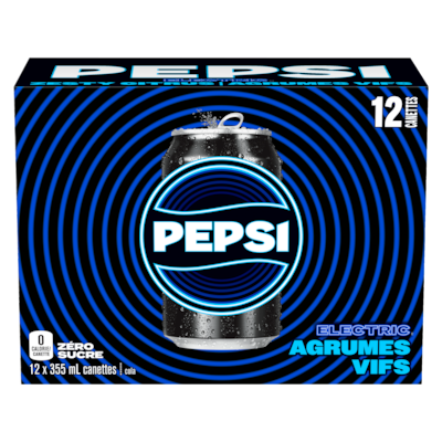 Pepsi Electric Agrumes Vifs zéro sucre paquet de 12 12x355.0 ml, 0,19 $/100ml