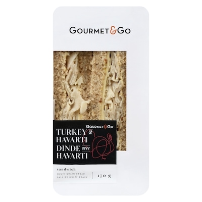 Gourmet & Go Sandwich Turkey & Havarti Multi-Grain Bread 170 g, $4.71/100g