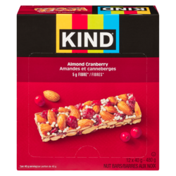 Kind Barre aux noix amandes et canneberges, cas 12x40.0 g, 4,79 $/100g
