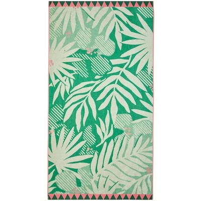 Life at Home Serviette de plage en coton – feuilles tropicales 1 ea, 20,00 $/1ch