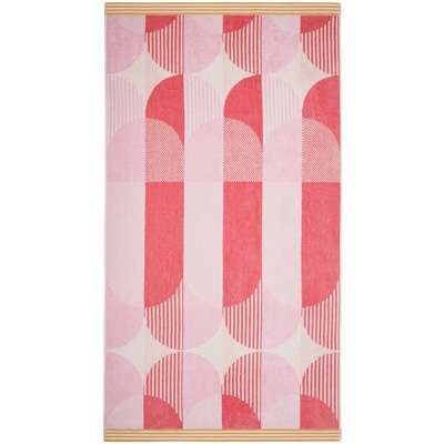 Life at Home Cotton Beach Towel - Pink Geometry 1 ea, $20.00/1ea