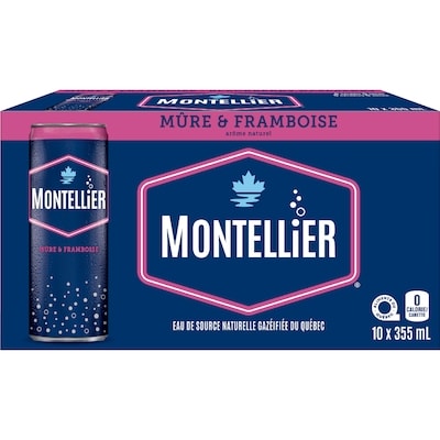 Montellier Eau de source naturelle gazéifiée du québec mûre & framboise 10x355.0 ml, 0,20 $/100ml