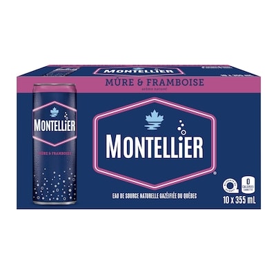 Montellier Eau de source naturelle gazéifiée du québec mûre & framboise 10x355.0 ml, 0,21 $/100ml