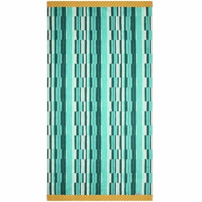 Cotton Beach Towel - Aqua Stripe