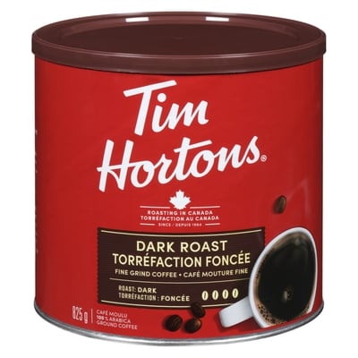 Tim Hortons Café moulu 100 % arabica torréfaction foncée café mouture fine 825 g, 3,51 $/100g