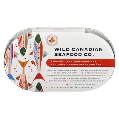 Wild Canadian Seafood Sardines canadiennes fumées 180 g, 3,88 $/100g