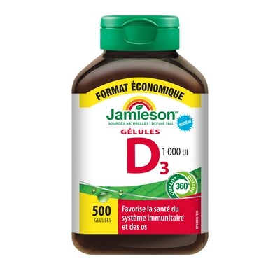 Jamieson Vitamine D en gélules 500 ea, 0,05 $/1ch