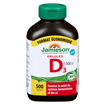 Jamieson Vitamine D en gélules 500 ea, 0,06 $/1ch