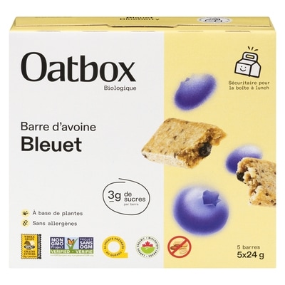 Oatbox Barre d'avoine bleuet biologique 120 g, 4,58 $/100g
