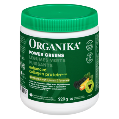 Organika Power Greens Powder With 15 Probiotic Strains Pineapple Punch 220 g, $33.63/100g
