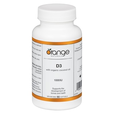 Orange Naturals Softgels D3 With Organic Coconut Oil 1000 Iu 90 ea, $0.16/1ea