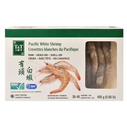 T&T Raw Pacific White Shrimp 400 g, $1.75/100g