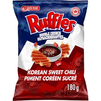 Ruffles Double Crunch Korean Sweet Chili Flavoured Potato Chips 180 g, $2.49/100g