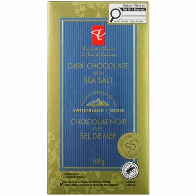President's Choice Dark Chocolate with Sea Salt Bar 100 g, $3.99/100g
