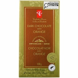 President's Choice Dark Chocolate with Orange Bar 100 g, $2.49/100g
