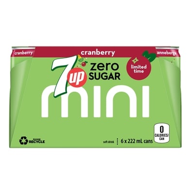 7Up Zero Sugar Cranberry Mini Cans 6x222.0 ml, $0.34/100ml