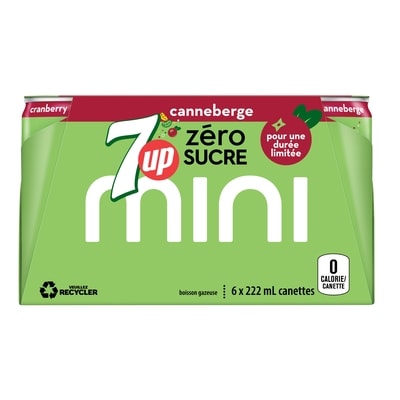 7 UP Canneberge Zéro Sucre  6x222.0 ml, 0,40 $/100ml