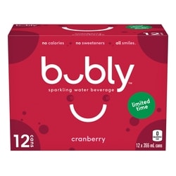 Bubly Sparkling Water Cranberry Sparkling Water 12x355.0 ml, $0.19/100ml