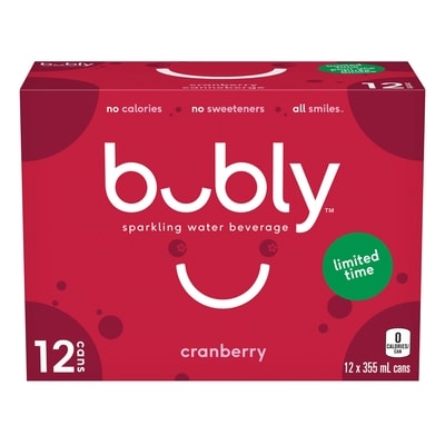 Bubly Sparkling Water Cranberry Sparkling Water 12x355.0 ml, $0.20/100ml