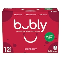 Bubly Sparkling Water Sparkling Water Beverage Cranberry Limited Time 12x355.0 ml, $0.15/100ml