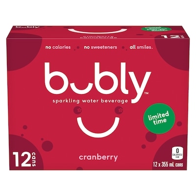 Bubly Sparkling Water Sparkling Water Beverage Cranberry Limited Time 12x355.0 ml, $0.17/100ml