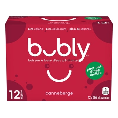 Eau pétillante Bubly Canneberge Eau gazeuse 12x355.0 ml, 0,20 $/100ml
