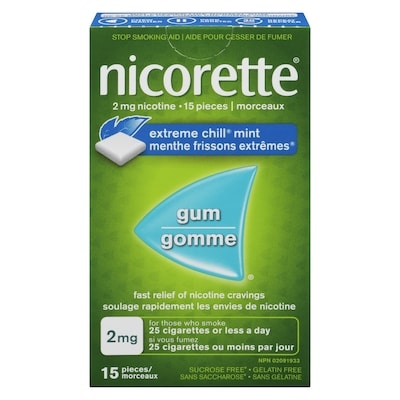 Nicorette Stop Smoking Aid 2 Mg Nicotine Extreme Chill Mint 15 ea, $0.67/1ea