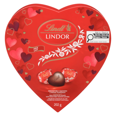 Lindt Milk Chocolate Hearts With Delectably Smooth Centres Milk 202 g, $12.87/100g